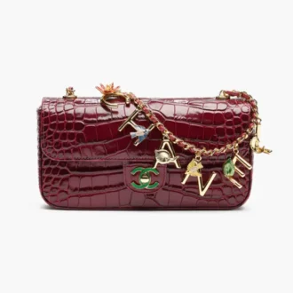 Chanel small flap bag crocodile embossed calfskin enamel gold tone metal AS6340B26392UC956