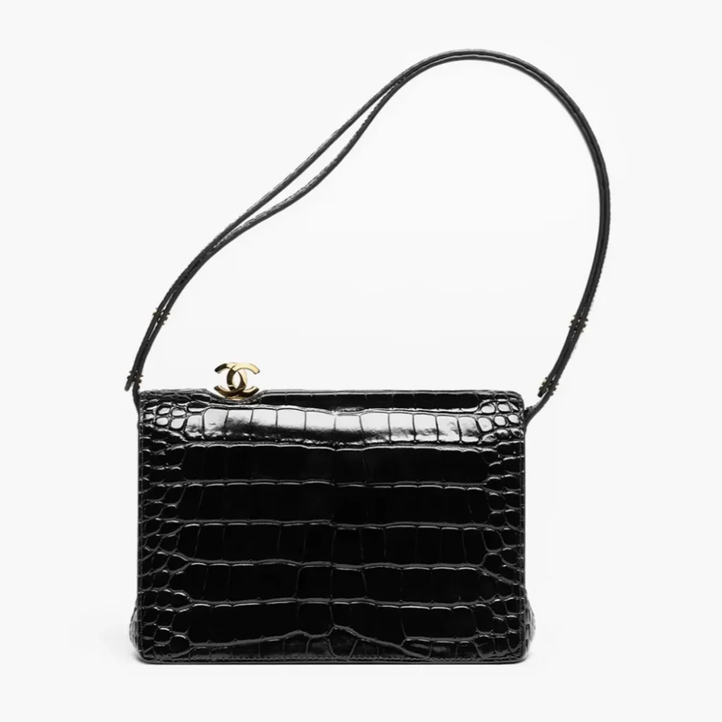 Chanel small flap bag crocodile embossed calfskin gold tone metal AS6622B2404794305