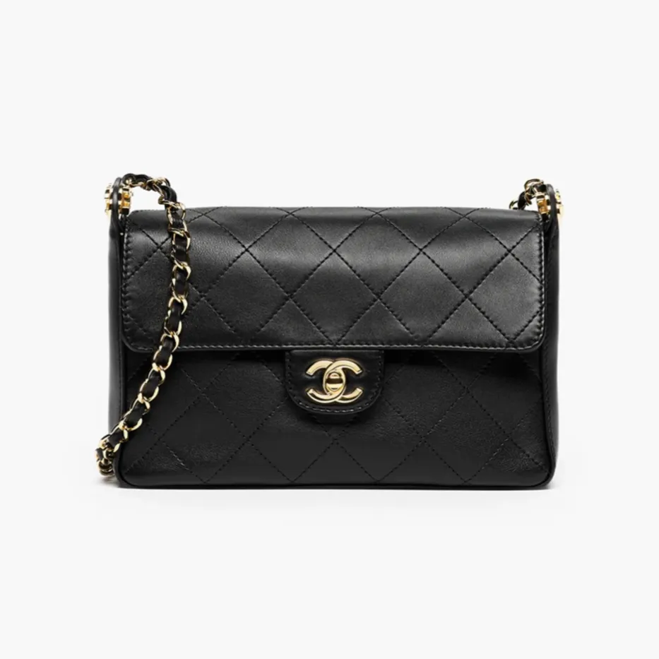 Chanel small flap bag lambskin calfskin gold tone metal AS6625B2621494305