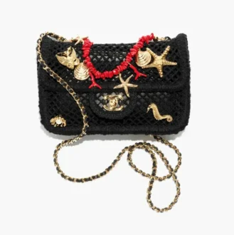 Chanel small flap bag mesh charms gold tone metal AS6156B2364694305