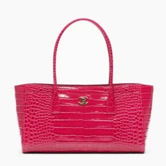 Chanel small shopping bag crocodile embossed calfskin gold tone metal AS6243B24144UC898