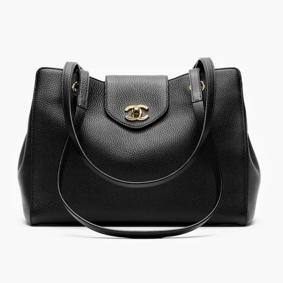 Chanel small shopping bag grained calfskin gold tone metal AS6244B2402494305