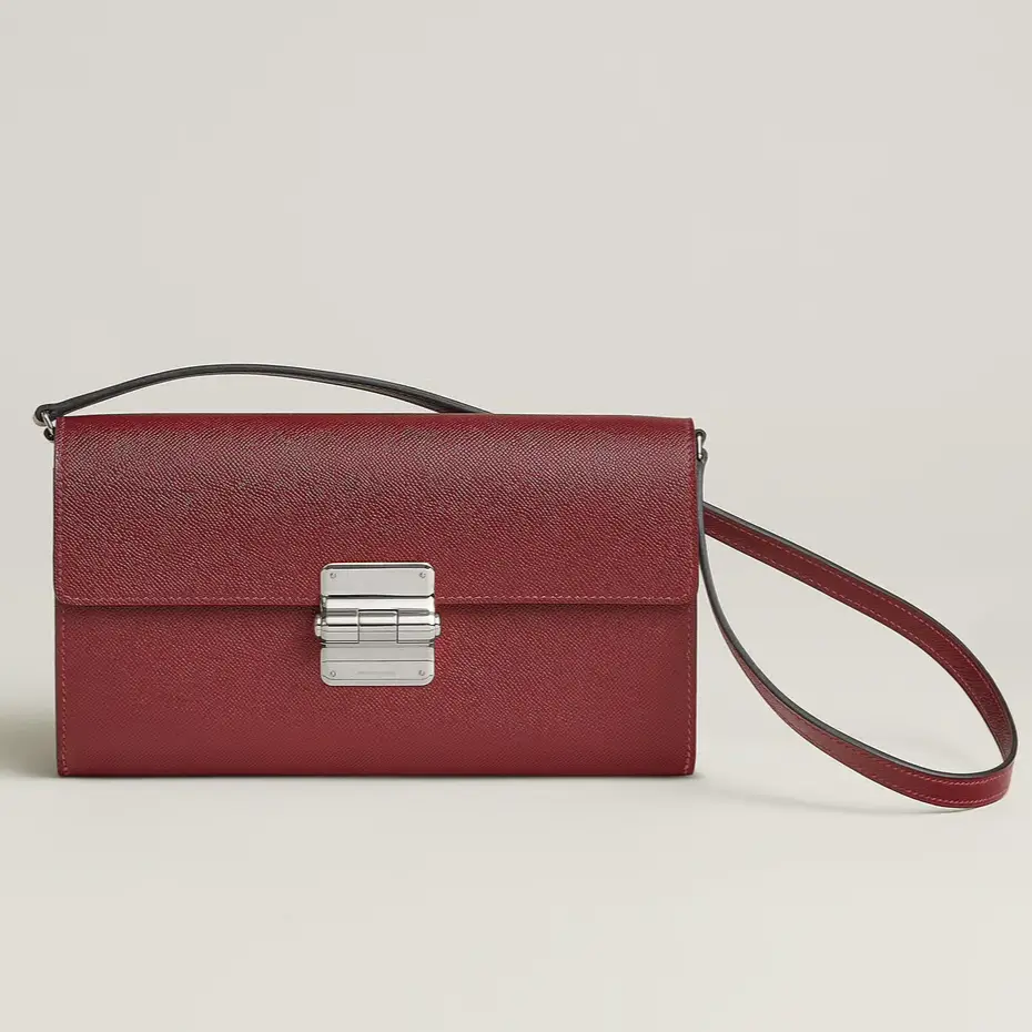 Hermes charniere to go pouch H086024CK55 Rouge H Madame calfskin