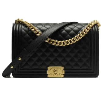 Chanel large boy chanel handbag grained calfskin gold tone metal A92193Y8333994305 2
