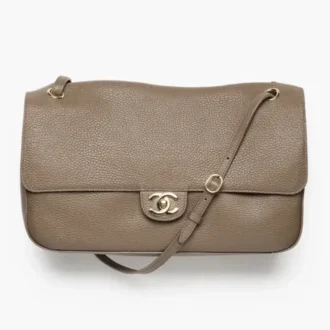Chanel maxi flap bag grained calfskin gold tone metal AS6231B24332U8389