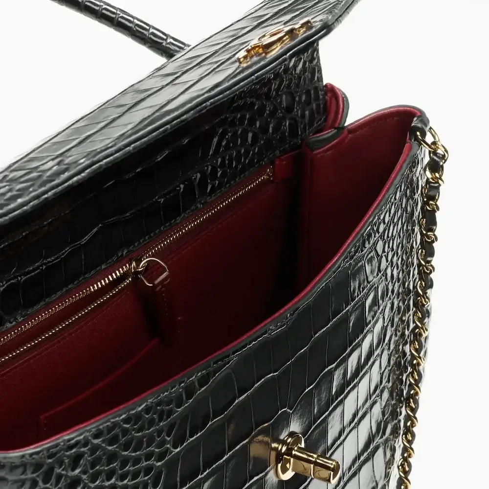 Chanel Maxi Flap Bag with Top Handle interior view