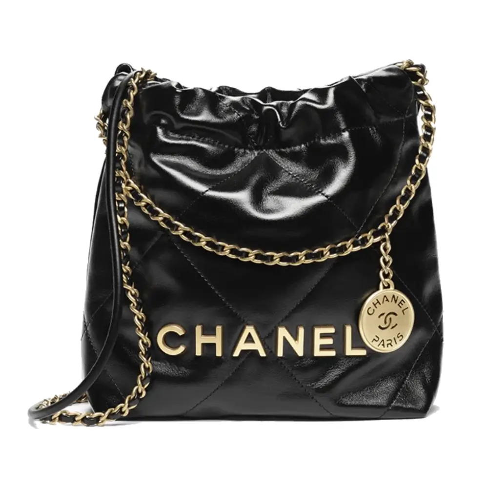 chanel 22 mini handbag shiny calfskin gold tone metal AS3980B1905994305