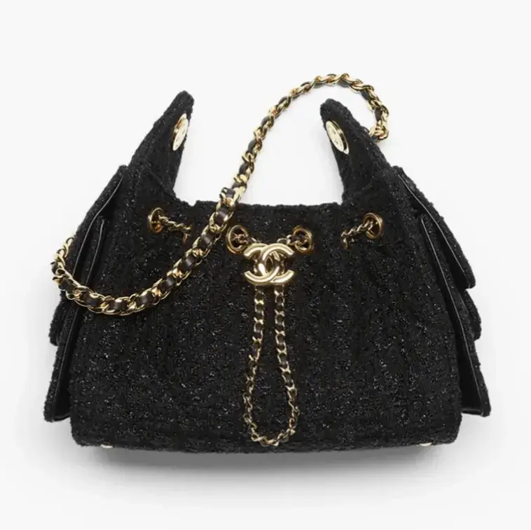 chanel 25 mini handbag cotton wool tweed gold tone metal AS5631B2507194305
